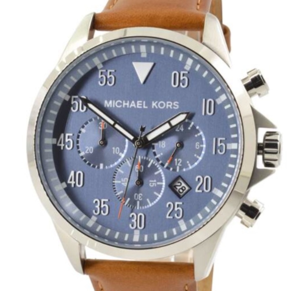 Michael Kors Leather 'Gage' Men’s Watch